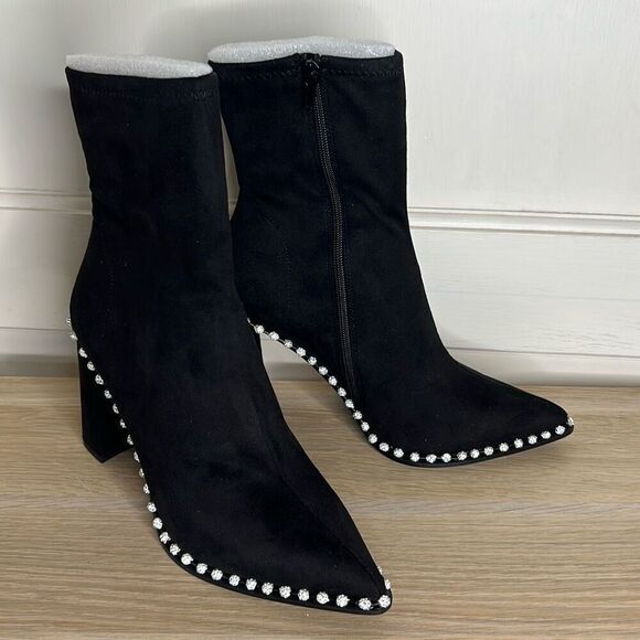 Steve Madden NEW Womens Black Suede Edita Zipper Ankle Booties New Size 9.5 - Picture 2 of 9